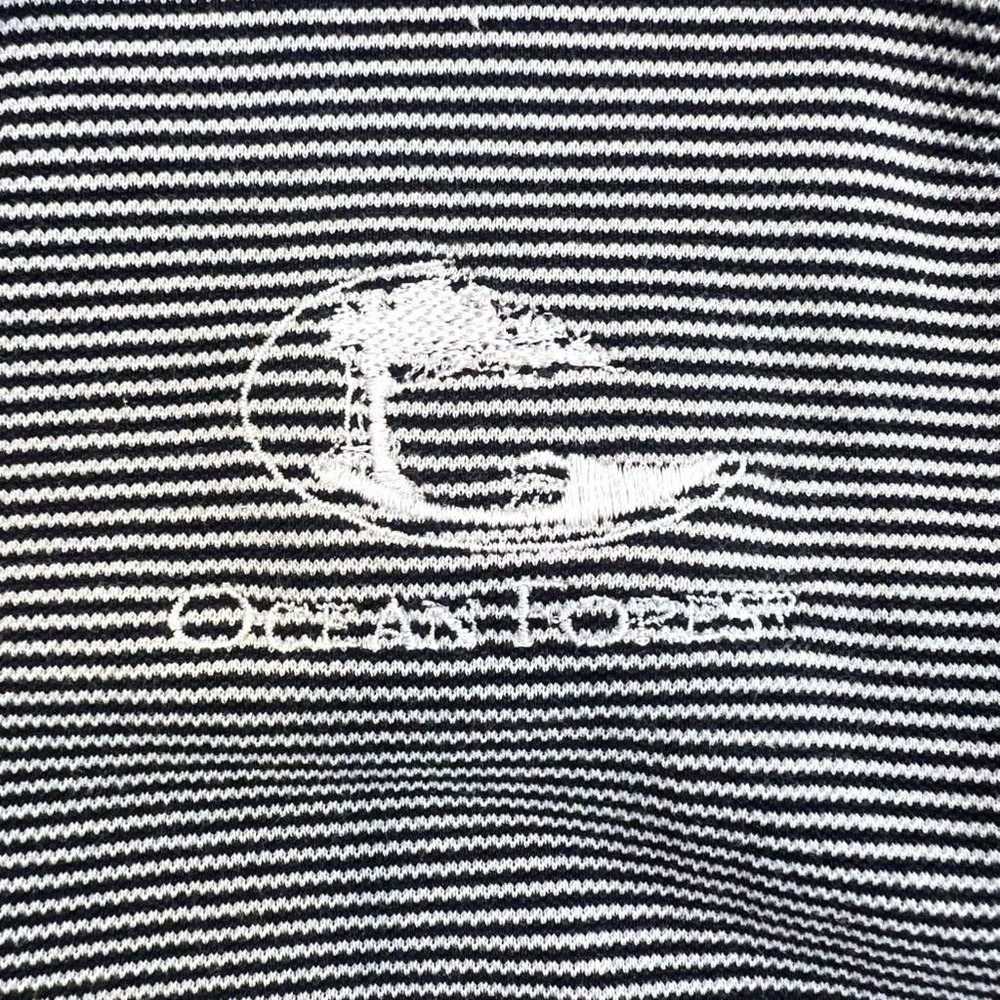 Fairway & Greene Womens Stripe Golf Polo Black White Large Ocean Forest Pre-Own - Picture 2 of 9